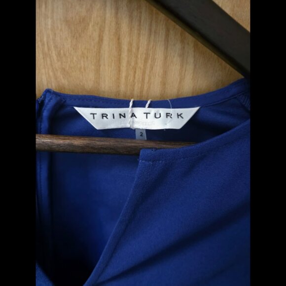 Trina Turk Dress Nalin Bell Sleeve Knit Dress Size 2 Navy - Picture 4 of 6